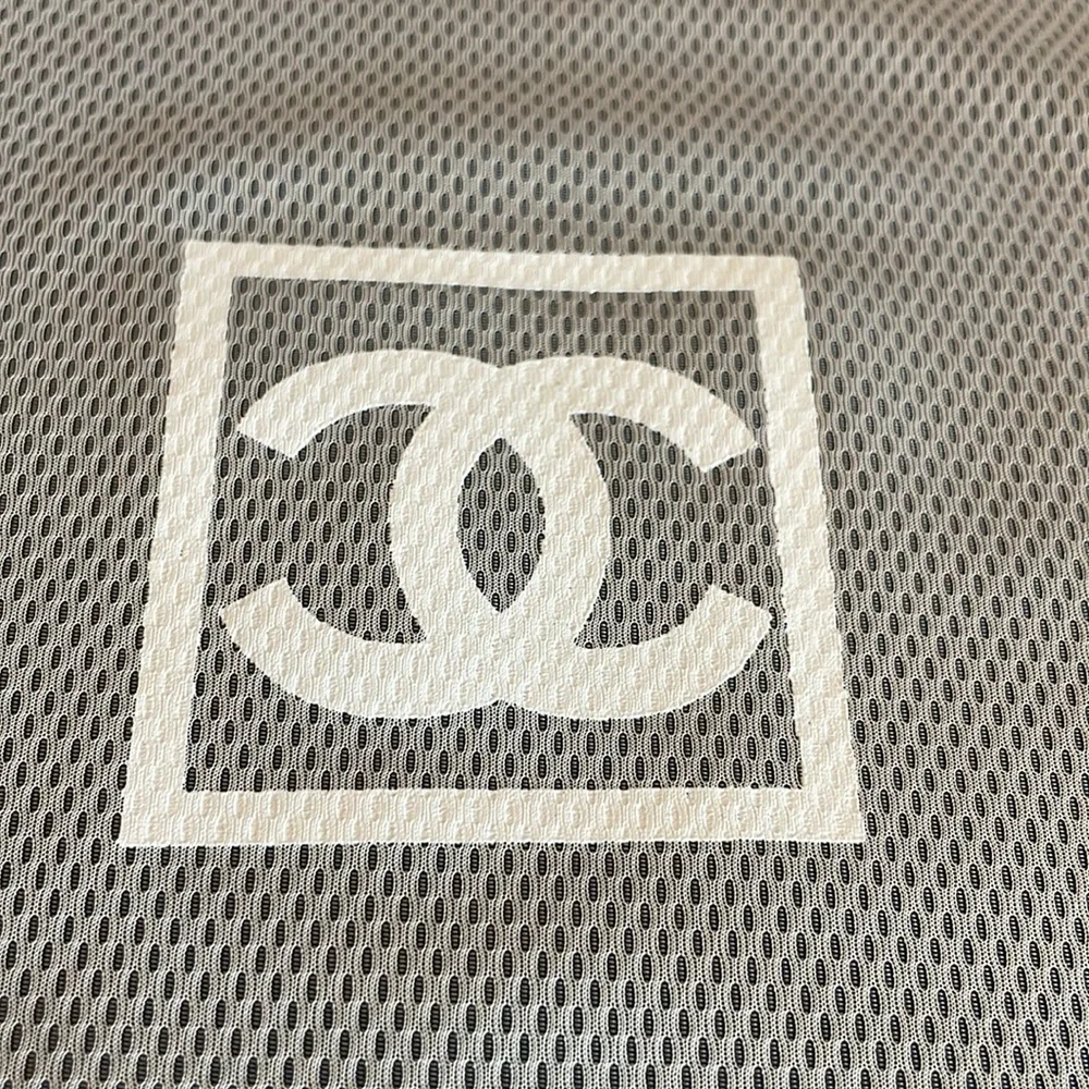 CHANEL Gray and White Mesh Drawstring Dust Bags - Pair